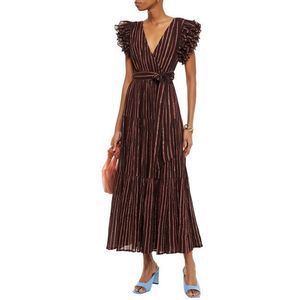 ULLA JOHNSON
Ruffled striped cotton and Lurex-blend gauze maxi dress